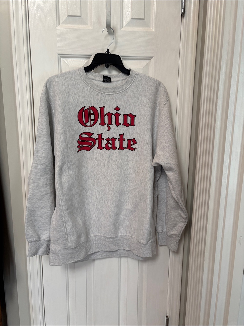 Top of the World Gray Crewneck Sweatshirt with Red Ohio State Script